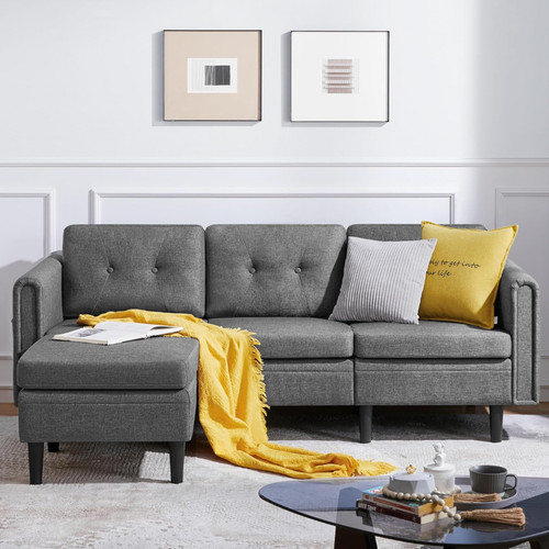 Fabric sectional sofa - fabric, with