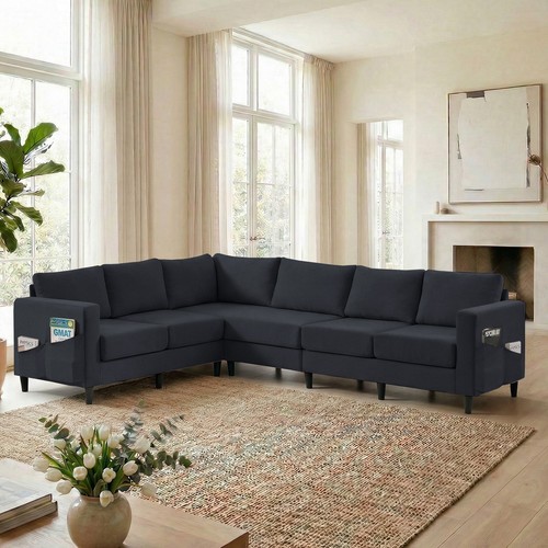Modern linen sectional couch - linen,