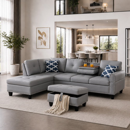 Gray faux leather - 98",
