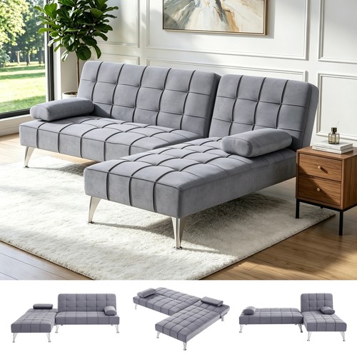 Gray velvet l shaped - gray,