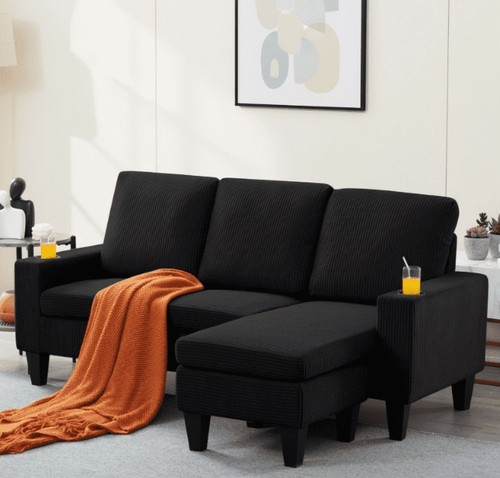Modern black sectional - black,