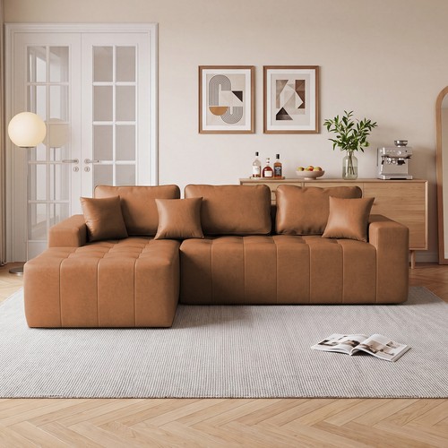 Faux leather corner chaise - faux,