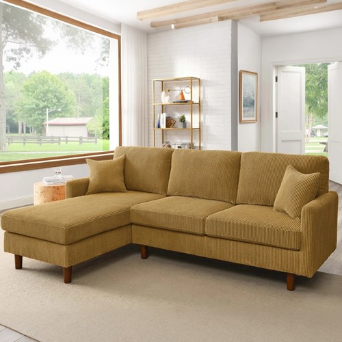 Yellow corduroy l - 93", shaped