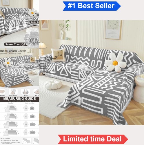 Boho sectional couch cover - boho,