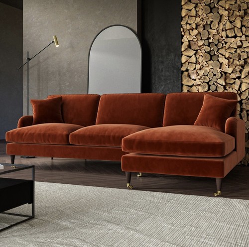 Seater sofa shaped velvet - 4, l-shaped