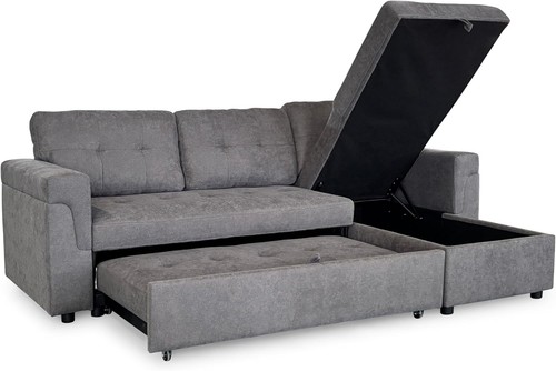 Corner sofa bed shape grey - sofa, l