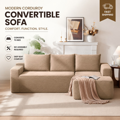 Shaped corduroy sofa - sofa, cloud